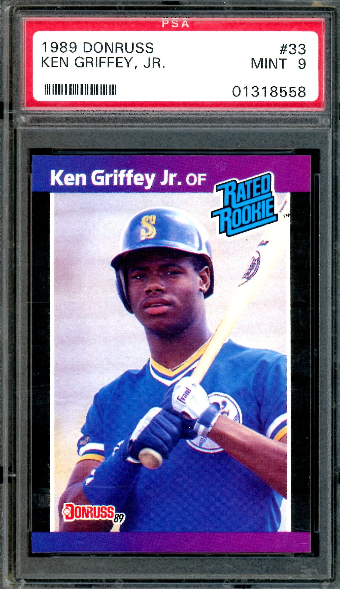 1989 Panini Donruss Ken Griffey Jr Rated Rookie #33 PSA 9 Mariners