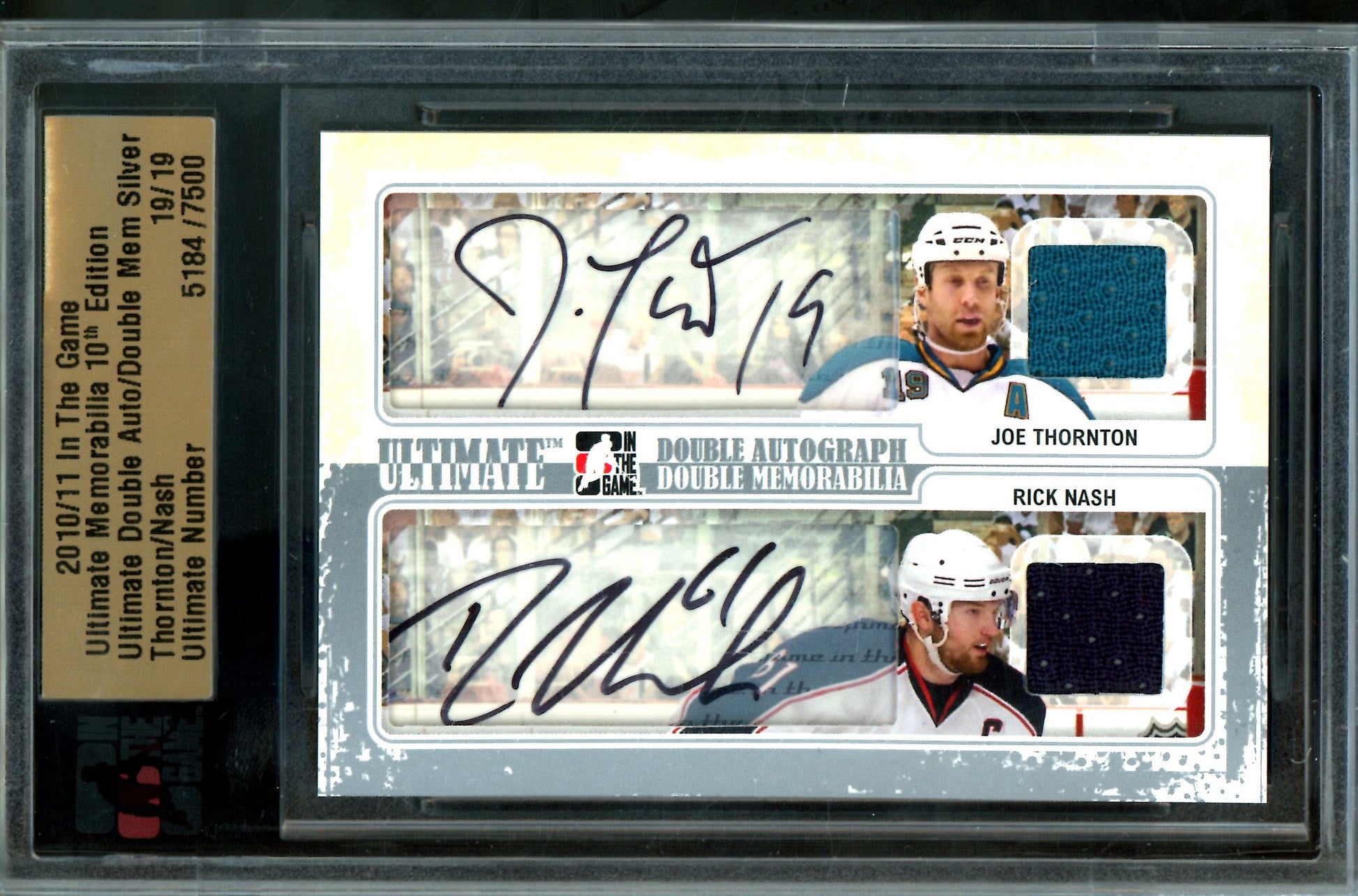 2010 In The Game Ultimate Joe Thornton / Rick Nash Double Autograph Memorabilia /19