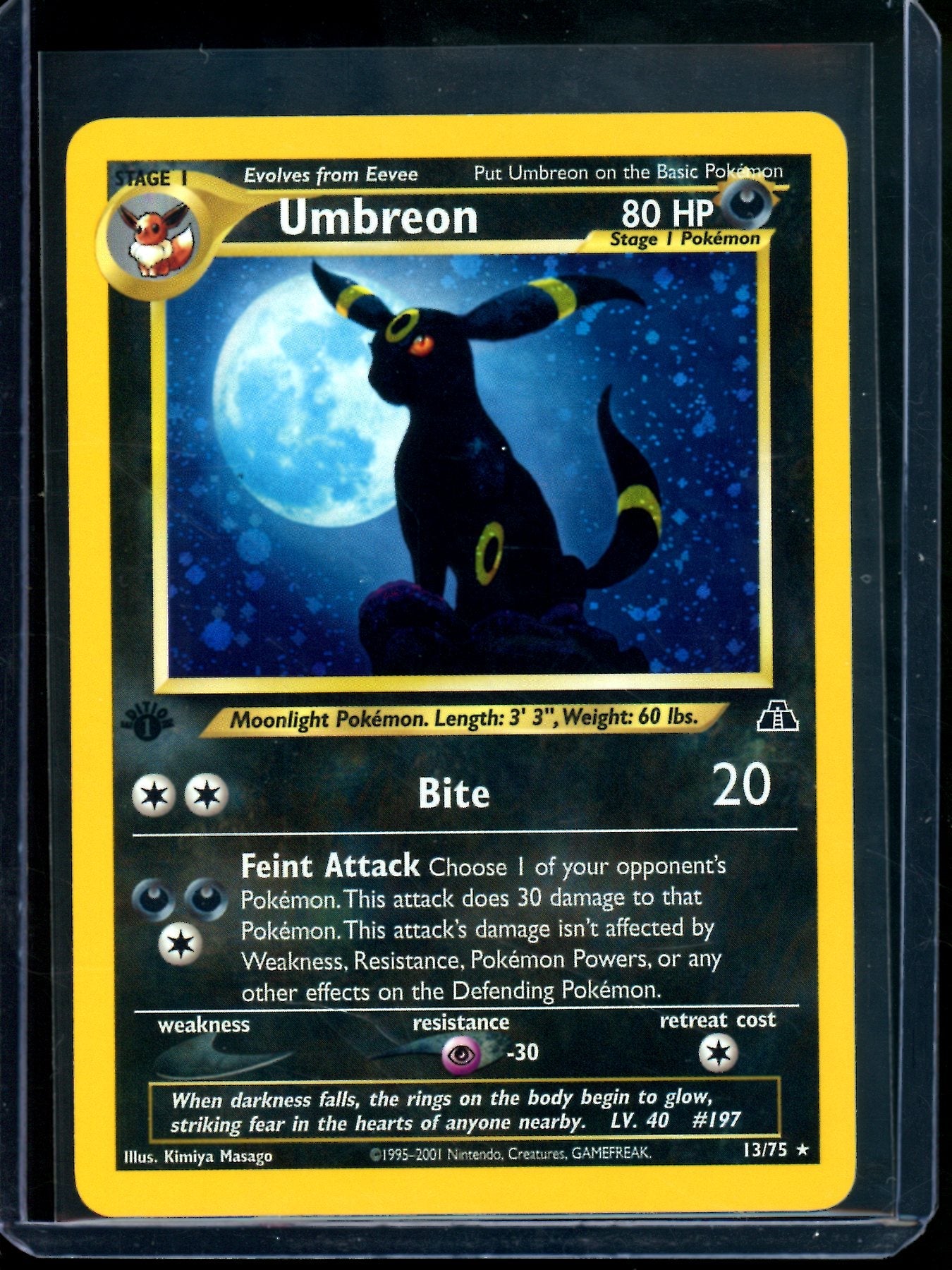 2001 Pokemon Neo Discovery Umbreon 1st Edition Holo 13/75