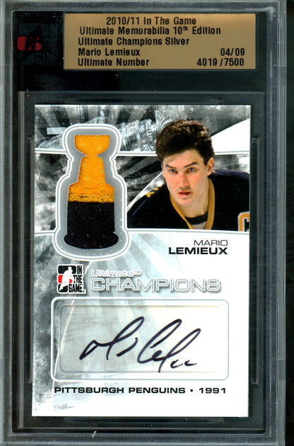 2010 In The Game Ultimate Mario Lemieux Champions Silver Patch Autograph /9 Penguins