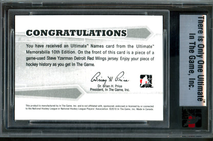 2010 In The Game Ultimate Steve Yzerman Names Gold Memorabilia 1/1 Redwings