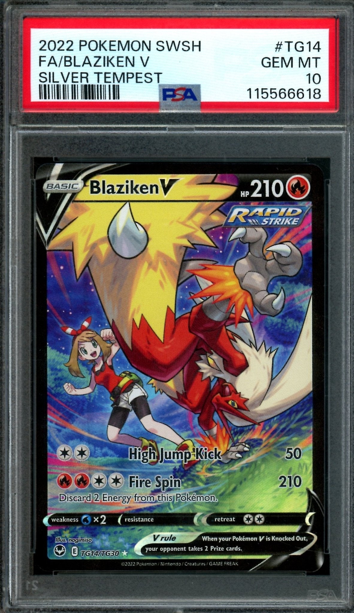 2022 Pokemon Silver Tempest Blaziken V #TG14 PSA 10