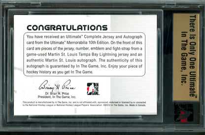 2010 In The Game Ultimate Martin St Louis Complete Jersey and Autograph /9 Lightning