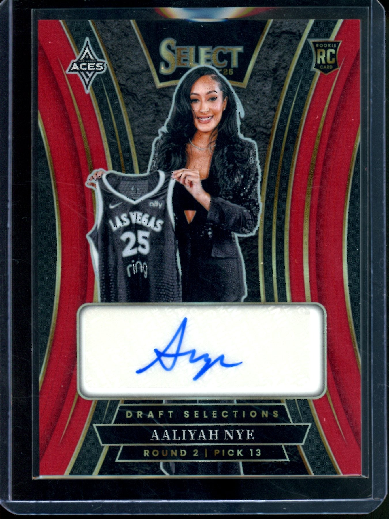 2025 Panini WNBA Select Aaliyah Nye Draft Selections Autograph Red /99 Aces