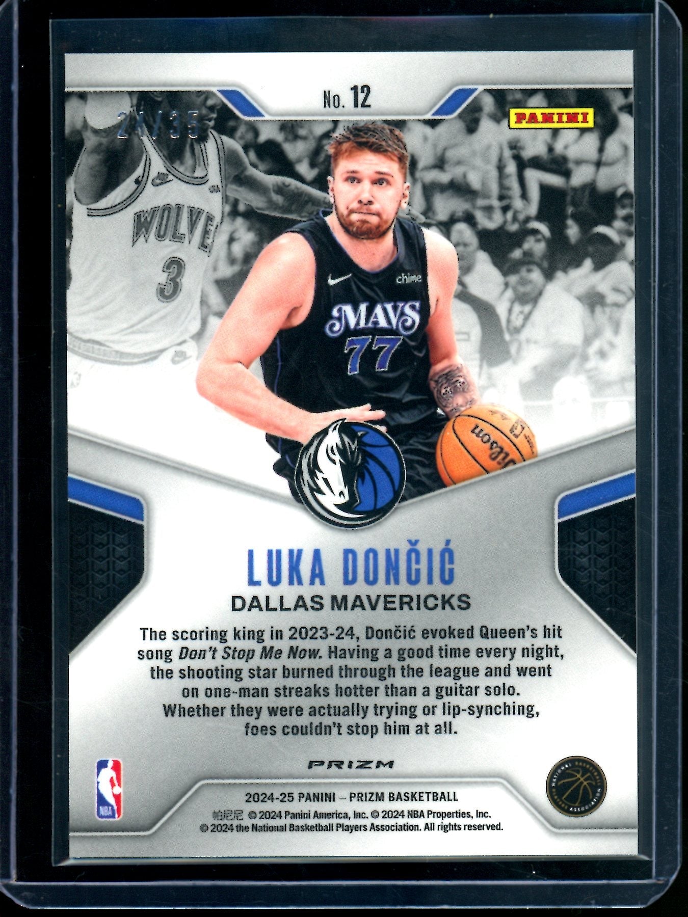 2024 Panini Prizm Luka Doncic Dominance Purple Pulsar /35 Mavericks / Lakers