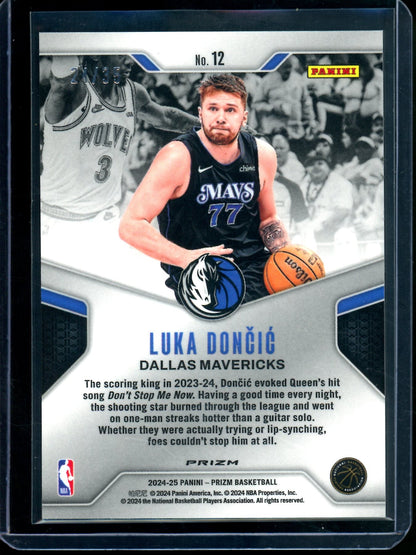2024 Panini Prizm Luka Doncic Dominance Purple Pulsar /35 Mavericks / Lakers