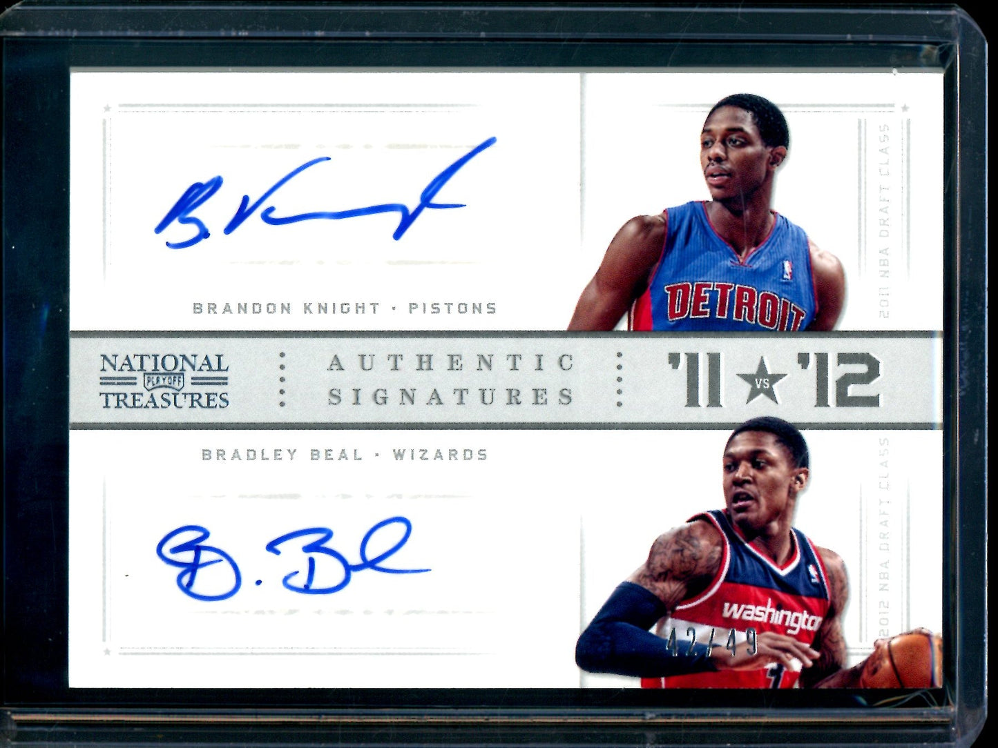 2013 Panini National Treasures Bradley Beal / Brandon Knight Dual Autograph Wizards / Pistons
