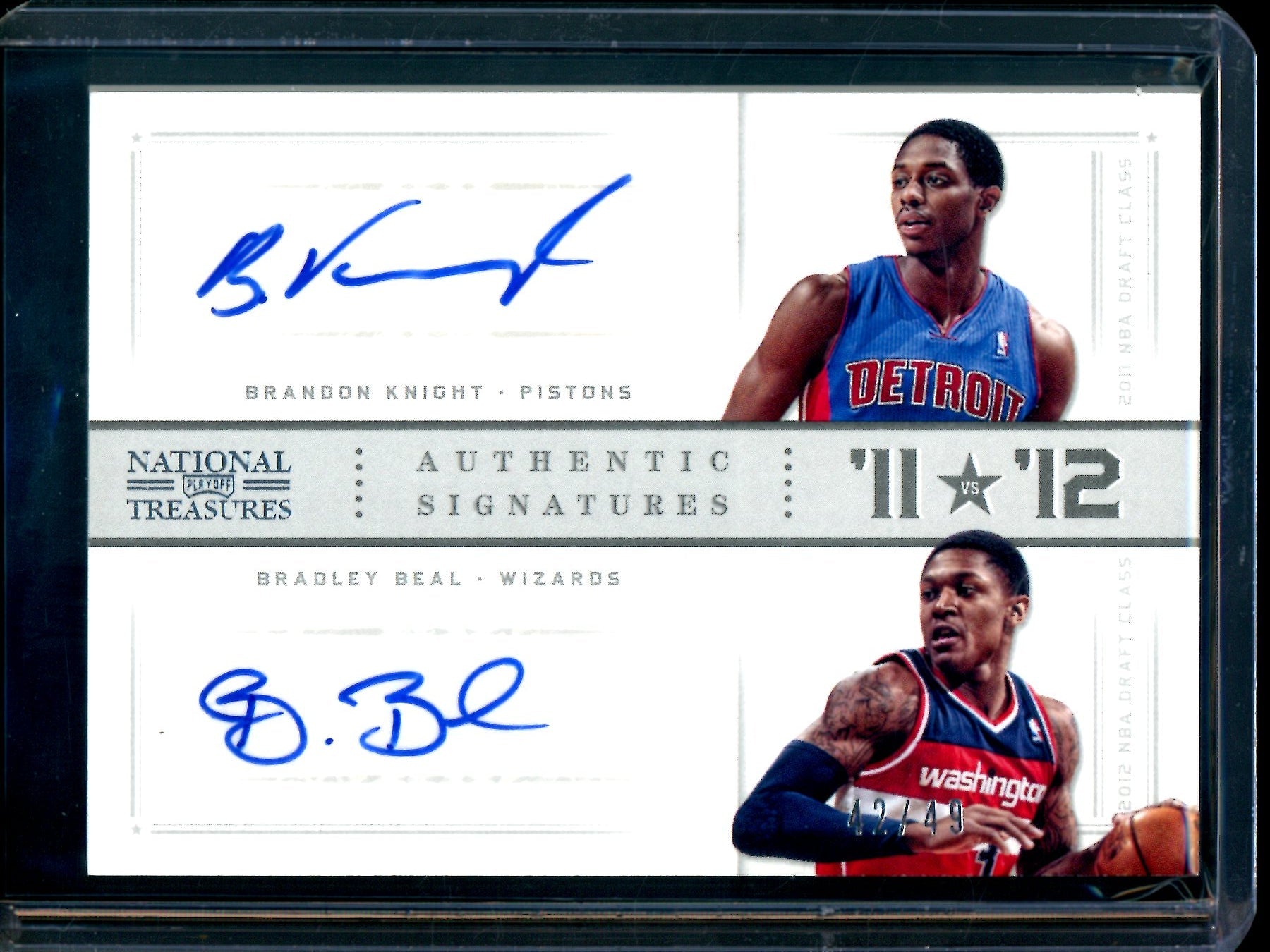 2013 Panini National Treasures Bradley Beal / Brandon Knight Dual Autograph Wizards / Pistons