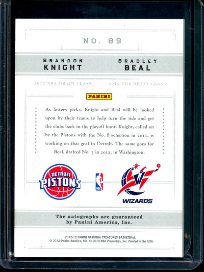 2013 Panini National Treasures Bradley Beal / Brandon Knight Dual Autograph Wizards / Pistons