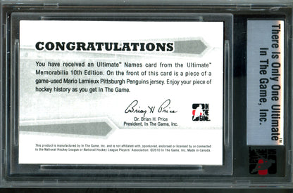 2010 In The Game Ultimate Mario Lemieux Ultimate Names /9 Penguins