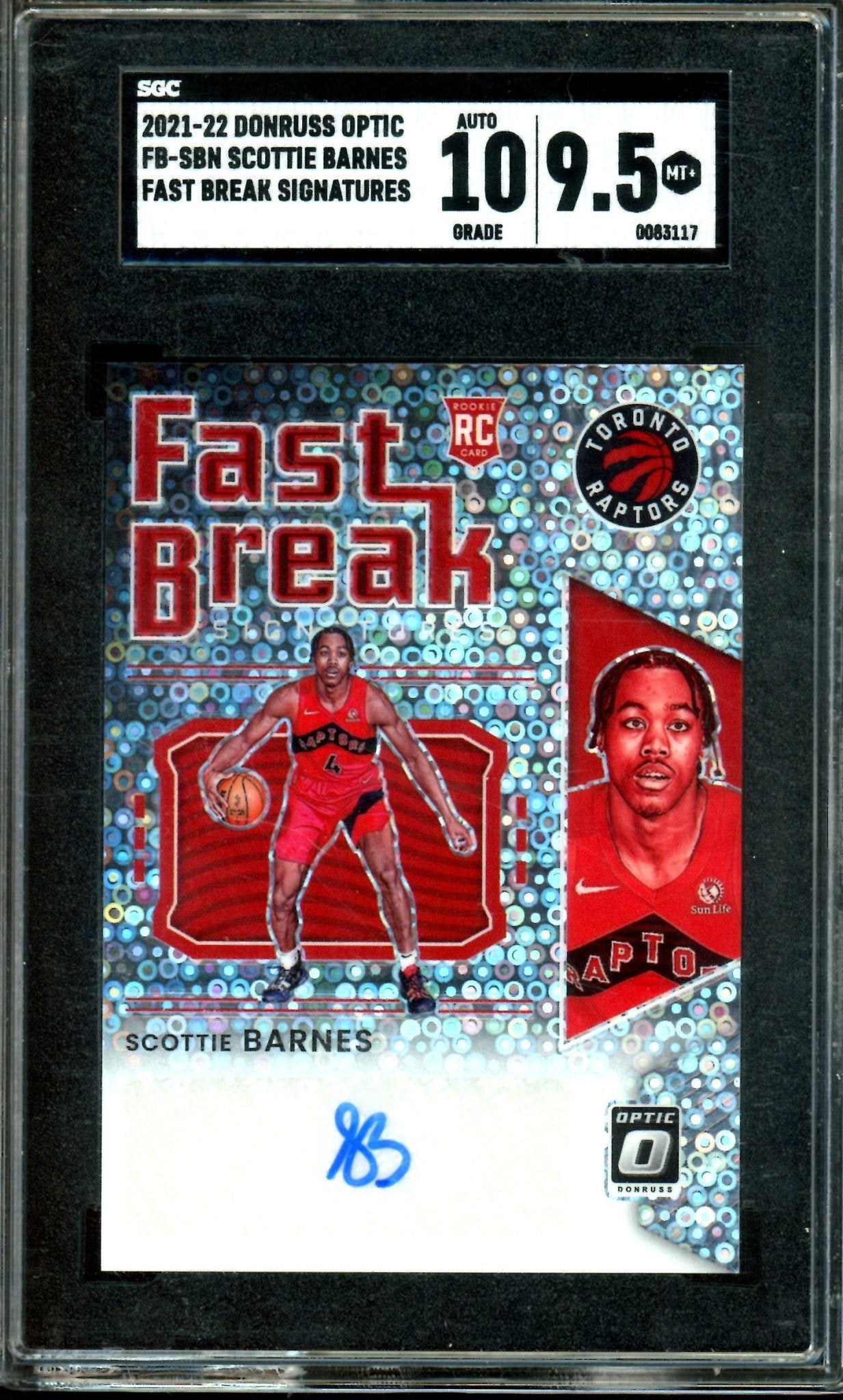 2022 Panini Optic Scottie Barnes Fast Break Signatures Rookie SGC 9.5/10 Raptors