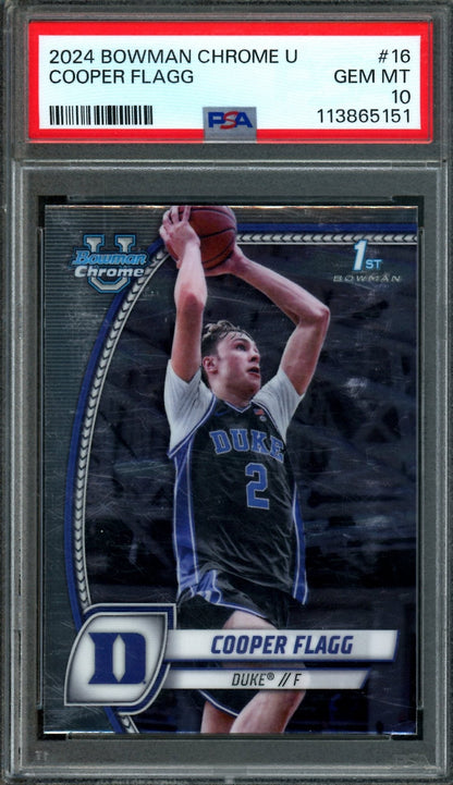 2024 Bowman Chrome Cooper Flagg 1st PSA 10 Mavericks