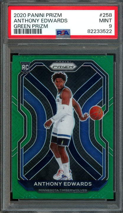 2020 Panini Prizm Anthony Edwards Green Rookie PSA 9 Timberwolves