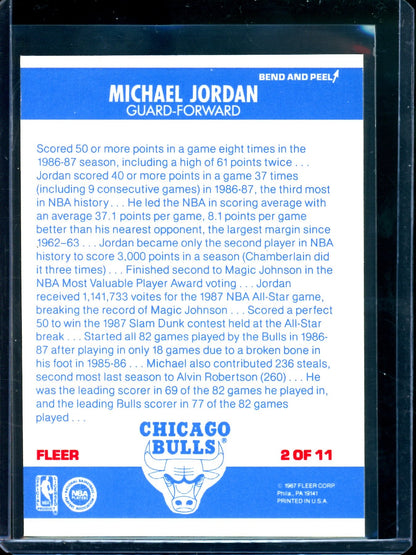 1987 Fleer Stickers Michael Jordan 2 of 11 Bulls