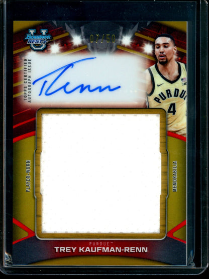 2026 Bowmans Best U Trey Kaufman-Renn Prospect Relic Autograph Gold /50 Purdue