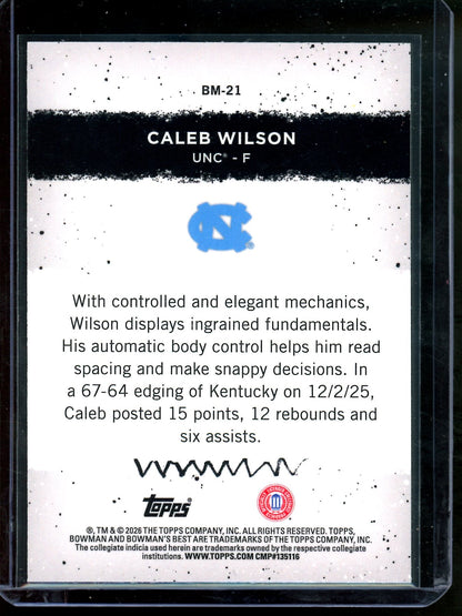2026 Bowmans Best U Caleb Wilson Masterpieces Yellow Lazer Refractor /75 UNC