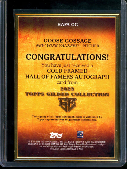 2023 Topps Gilded Collection Goose Gossage Gold Frame Autograph /99 Yankees