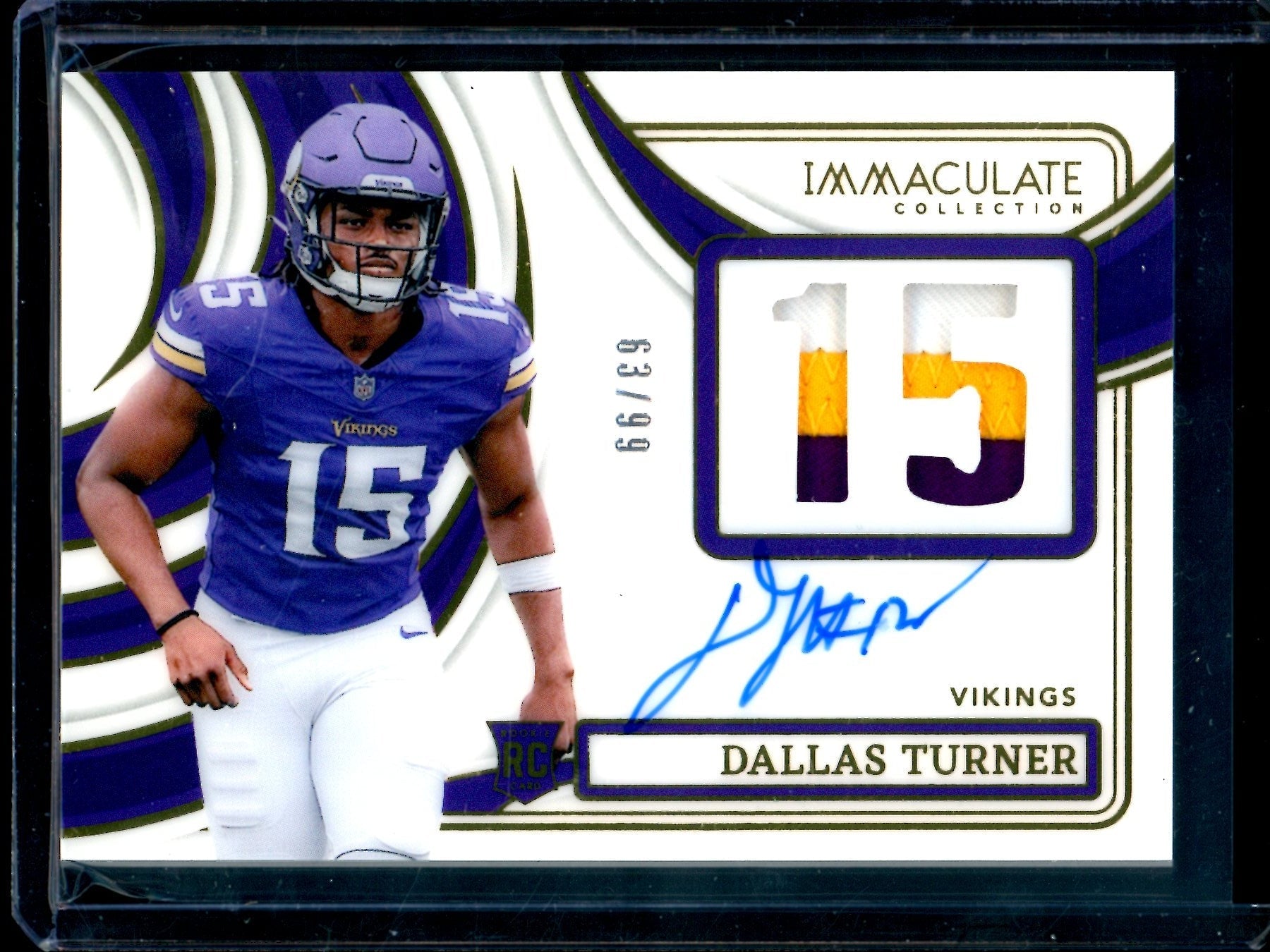 2024 Panini Immaculate Dallas Turner Rookie Patch Autograph /99 Vikings