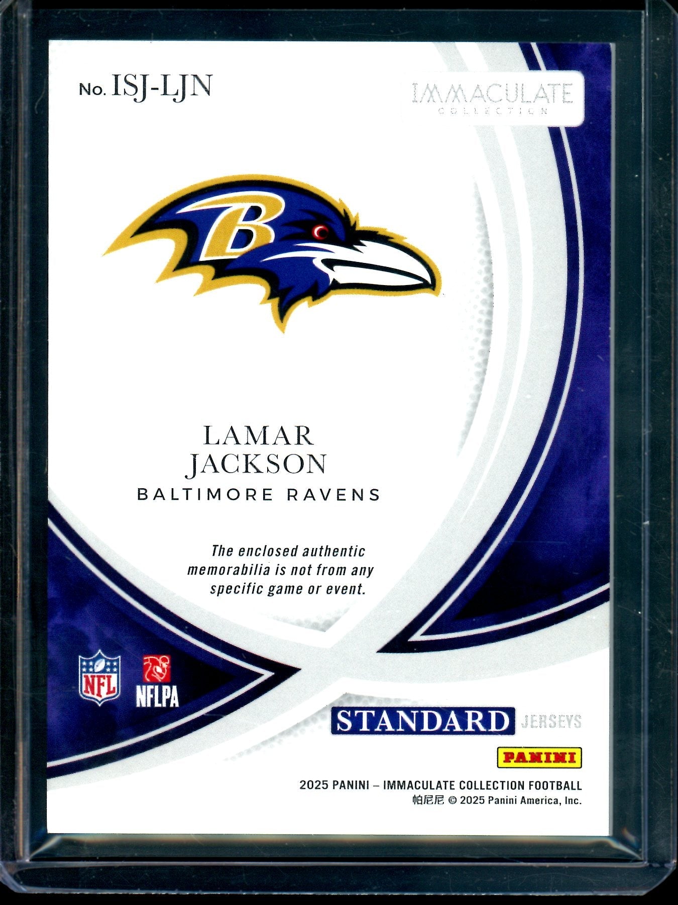 2025 Panini Immaculate Lamar Jackson Standard Jerseys Jumbo /49 Ravens