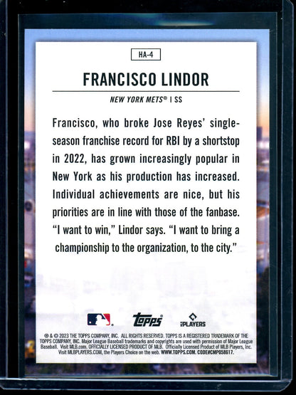 2023 Topps Flagship Francisco Lindor Home Field Advantage SP Mets