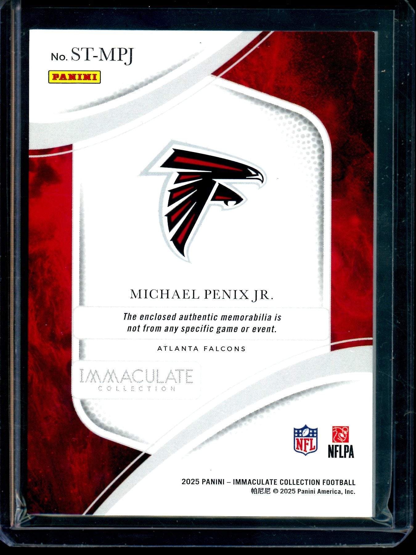 2025 Panini Immaculate Michael Penix Jr Sideline Towel Relic /15 Falcons