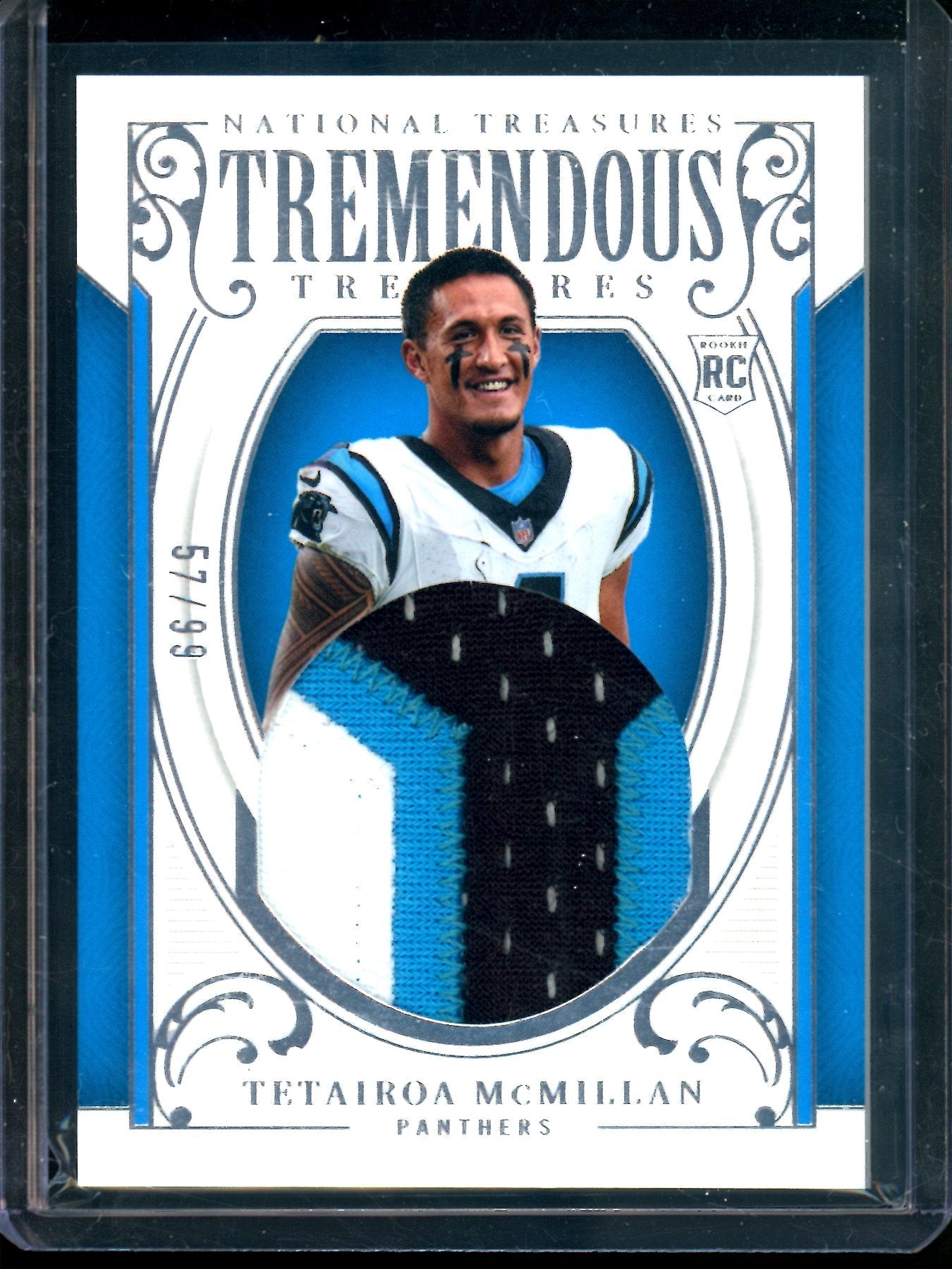 2025 Panini National Treasures Tetairoa McMillan Tremendous Treasures Rookie Relic /99 Panthers