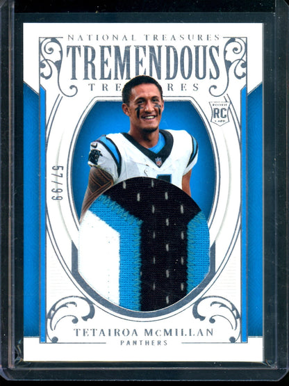 2025 Panini National Treasures Tetairoa McMillan Tremendous Treasures Rookie Relic /99 Panthers