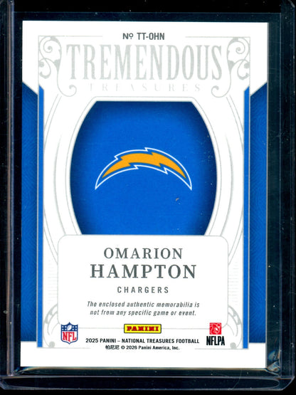 2025 Panini National Treasures Omarion Hampton Tremendous Treasures Rookie Relic /99 Chargers