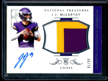 2024 Panini National Treasures JJ McCarthy Crossover Rookie Patch Autograph /99 Vikings
