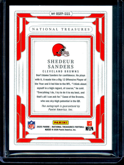2025 Panini National Treasures Shedeur Sanders Rookie Autograph /99 Browns