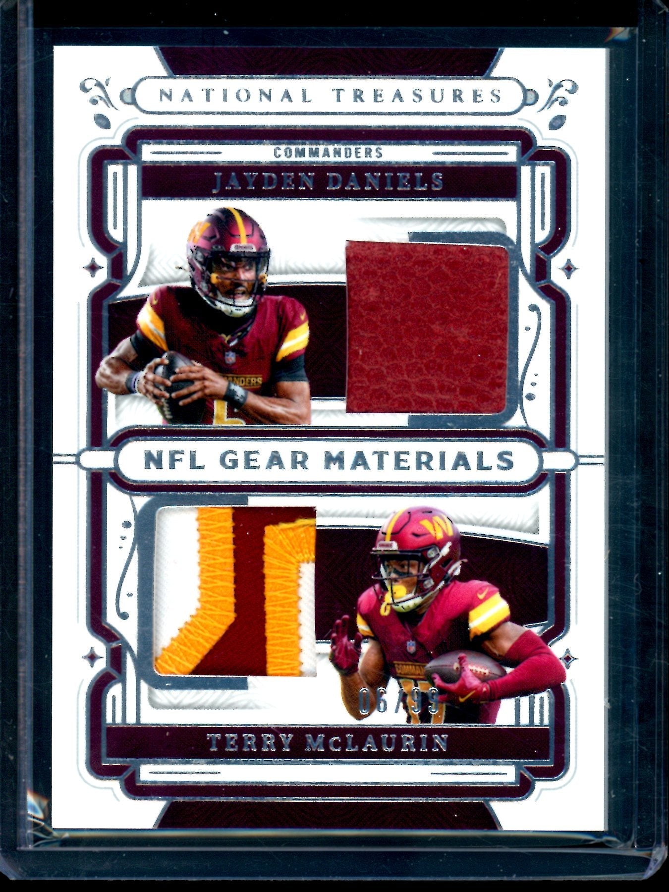 2025 Panini National Treasures Jayden Daniels / Terry McLaurin NFL Gear Materials Dual /99 Commanders