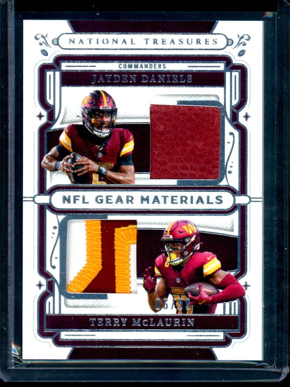 2025 Panini National Treasures Jayden Daniels / Terry McLaurin NFL Gear Materials Dual /99 Commanders