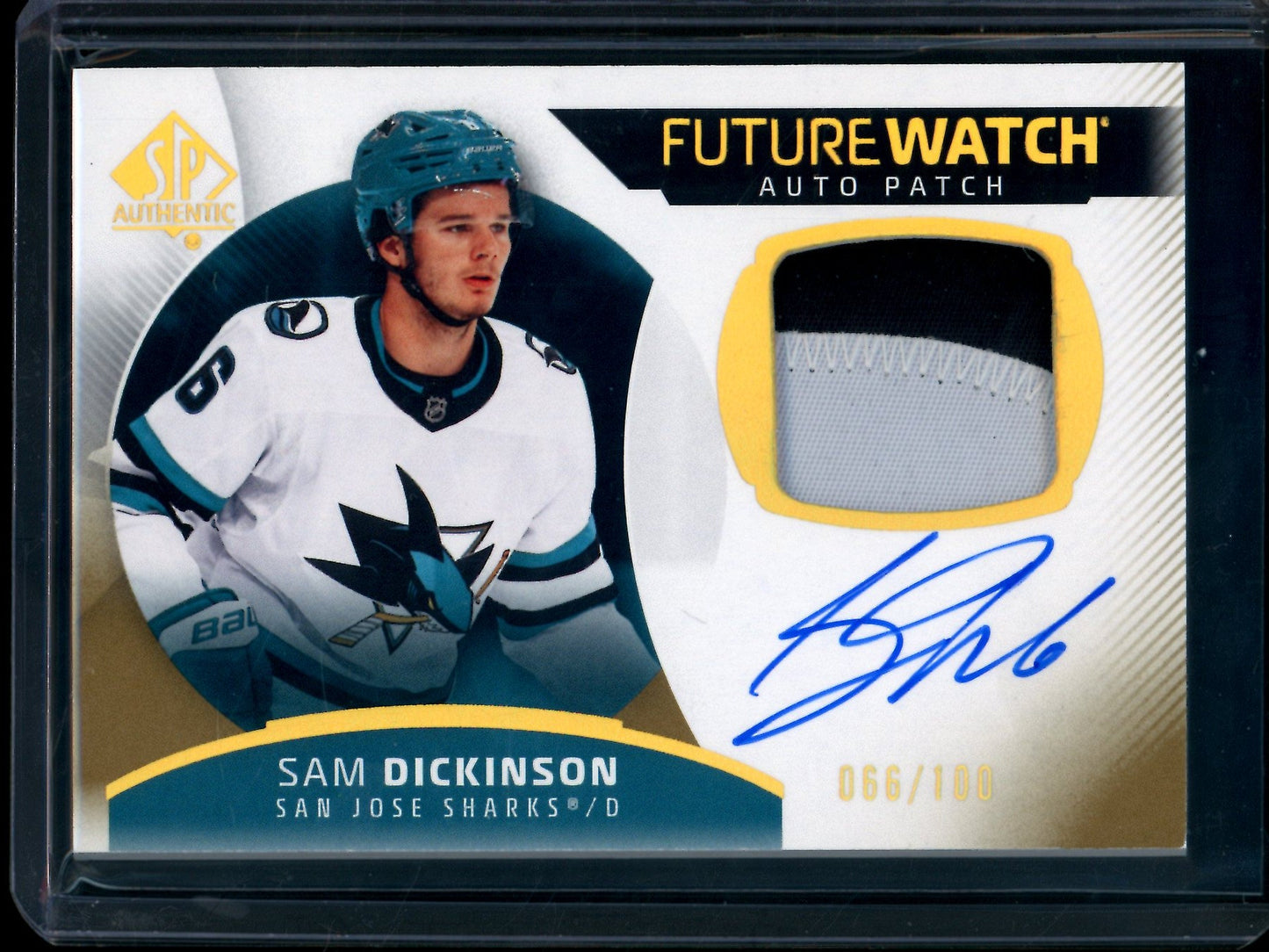 2026 Upper Deck SP Authentic Sam Dickinson Future Watch Patch Autograph /100 Sharks