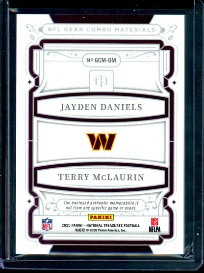 2025 Panini National Treasures Jayden Daniels / Terry McLaurin NFL Gear Materials Dual /99 Commanders