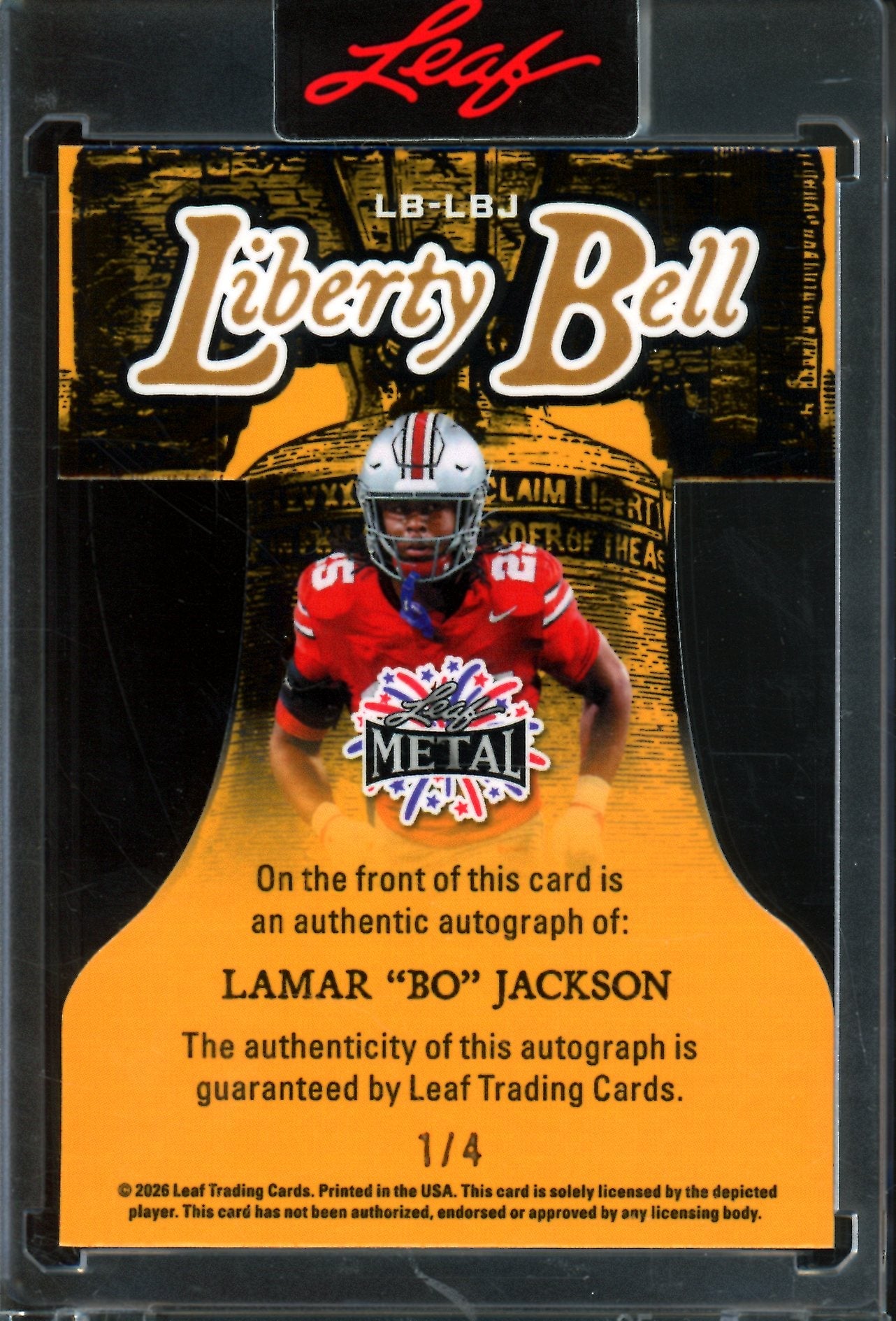 2026 Leaf Metal Lamar "Bo" Jackson Liberty Bell Encased Autograph /4