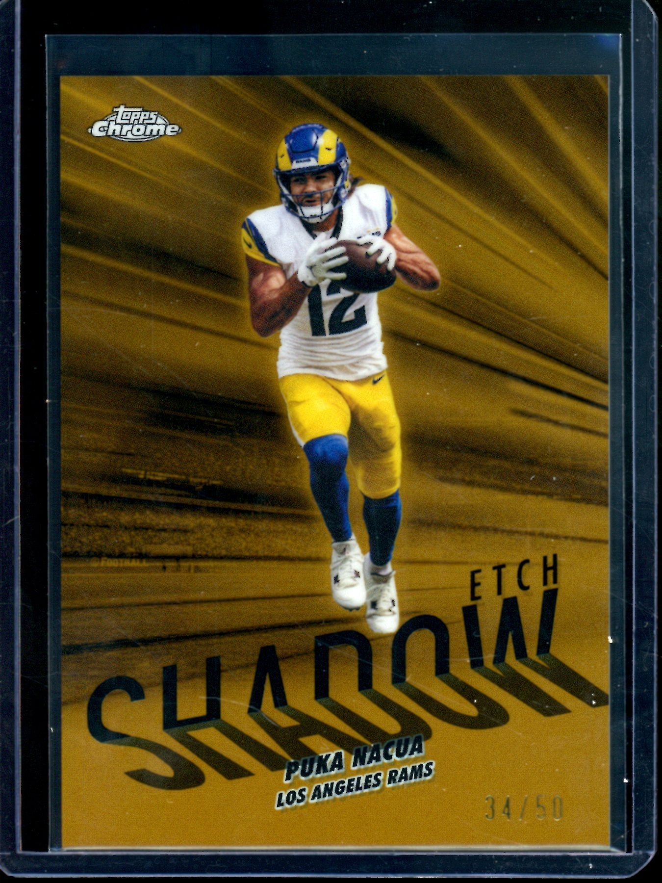 2025 Topps Chrome Puka Nacua Shadow Etch Gold SP /50 Rams