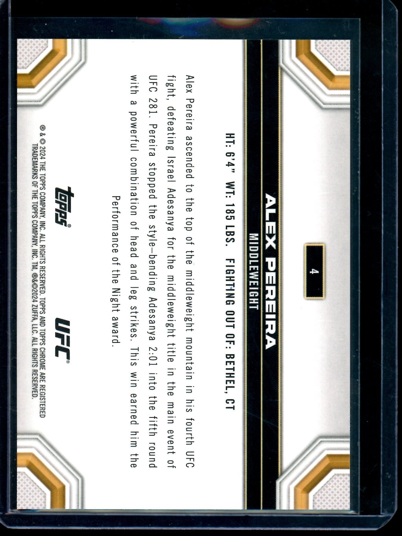 2024 Topps Chrome Alex Pereira Blue Refractor /150