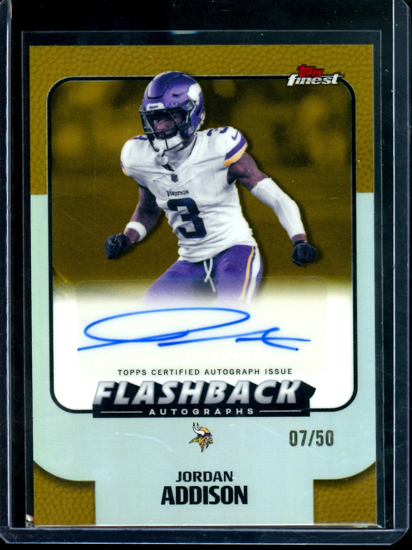 2025 Topps Finest Jordan Addison Flashback Autograph Gold /50 Vikings