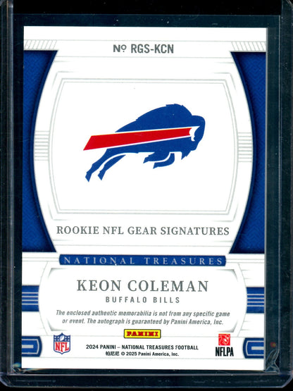 2024 Panini National Treasures Keon Coleman Rookie NFL Gear Signatures /25 Bills