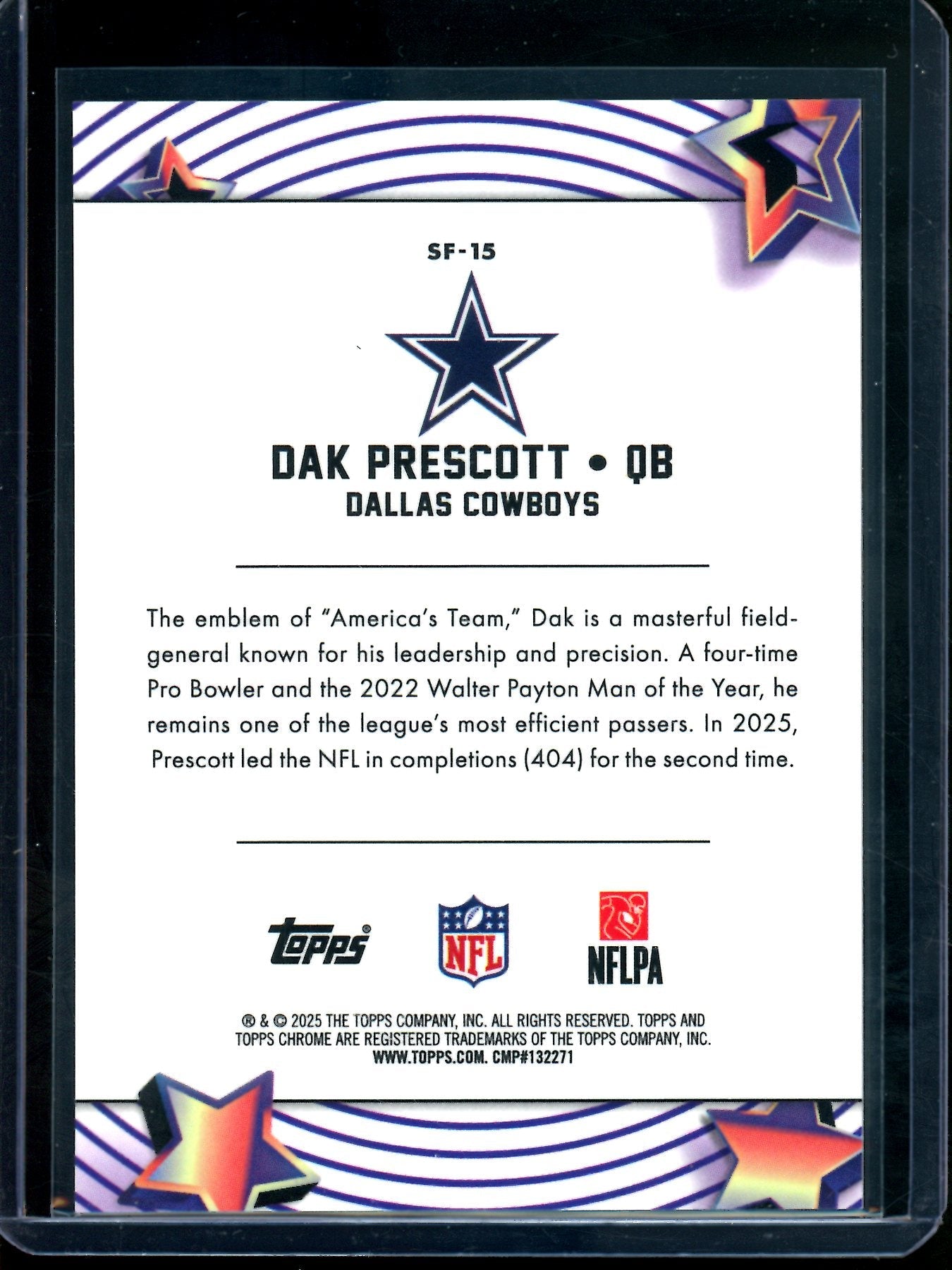 2025 Topps Cosmic Dak Precott Starfractor SP Orange /25 Cowboys