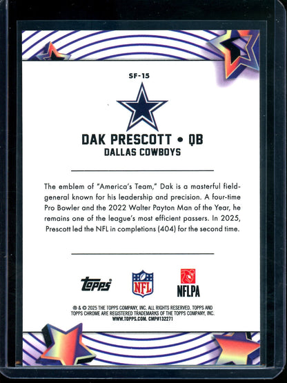 2025 Topps Cosmic Dak Precott Starfractor SP Orange /25 Cowboys