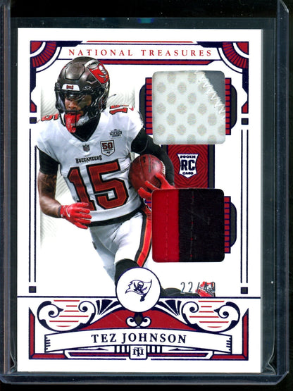 2025 Panini National Treasures Tez Johnson Dual Patch Rookie /49 Buccaneers