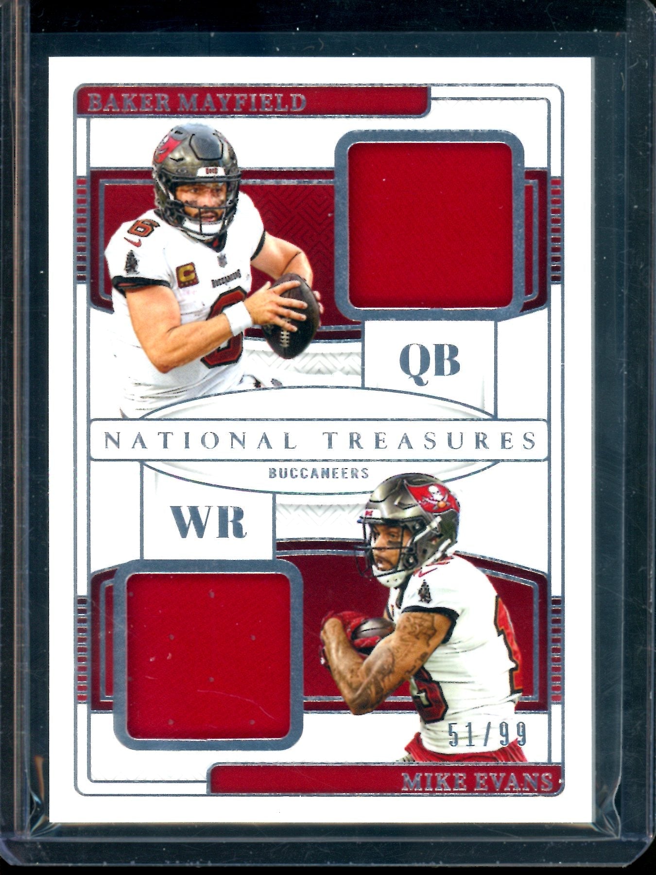 2024 Panini National Treasures Baker Mayfield / Mike Evans Dual Relic /99 Buccaneers