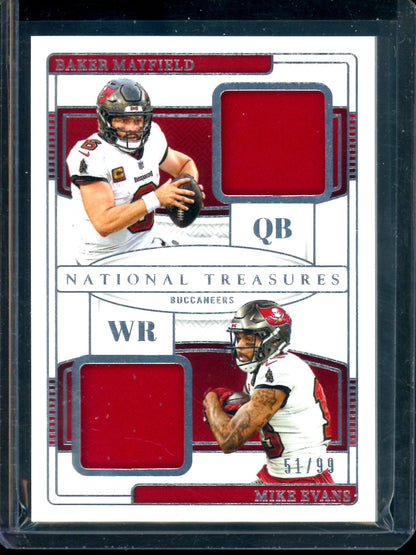 2024 Panini National Treasures Baker Mayfield / Mike Evans Dual Relic /99 Buccaneers