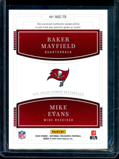 2024 Panini National Treasures Baker Mayfield / Mike Evans Dual Relic /99 Buccaneers