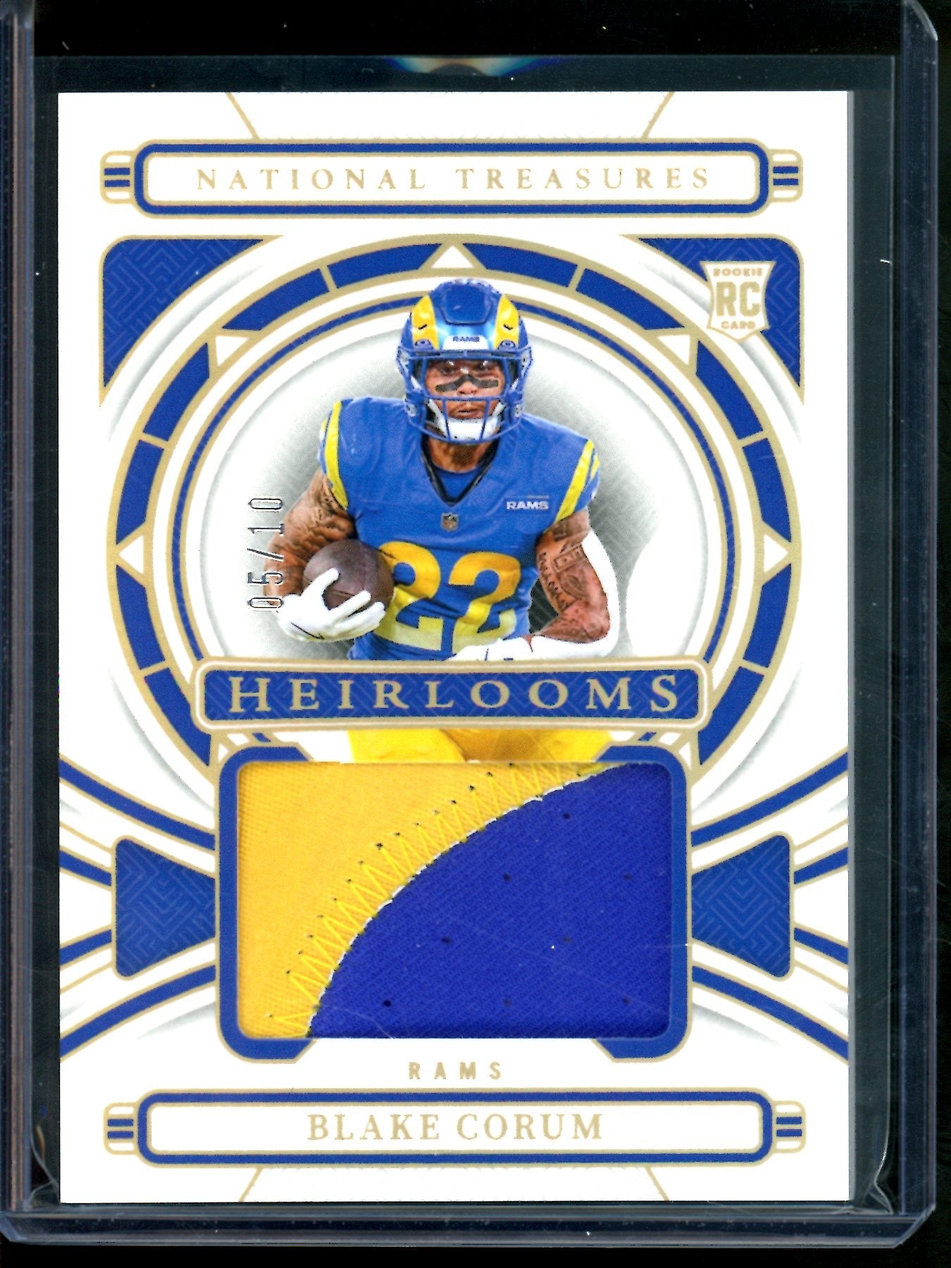 2024 Panini National Treasures Blake Corum Herilooms Rookie Relic /10 Rams