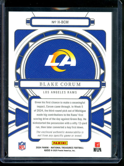 2024 Panini National Treasures Blake Corum Herilooms Rookie Relic /10 Rams
