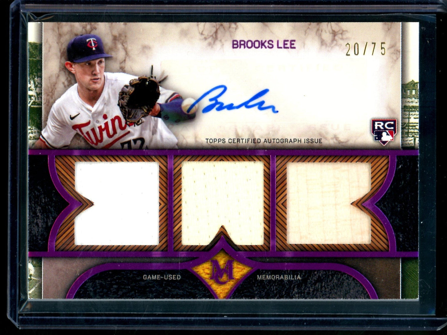 2025 Topps Museum Collection Brooks Lee Rookie Triple Patch Autograph /75 Twins