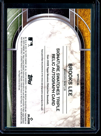 2025 Topps Museum Collection Brooks Lee Rookie Triple Patch Autograph /75 Twins