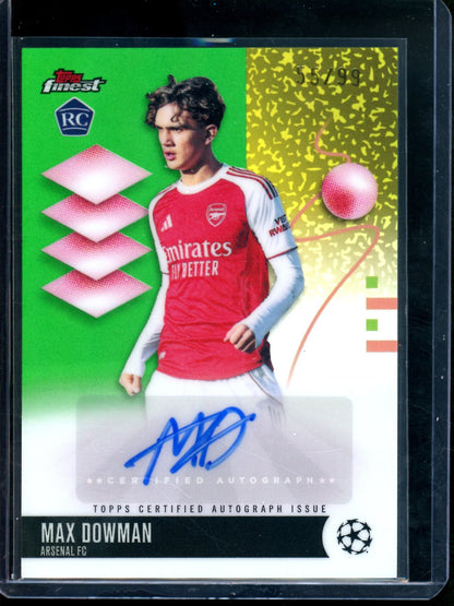 2026 Topps Finest Max Dowman Green Rookie Autograph /99 Arsenal FC